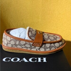 Coach Tan and Brown Patterned Loafers for Men